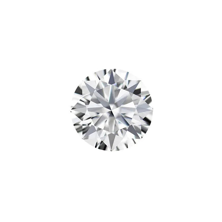 Round moissanite stone with eight hearts eight arrows cut on black background