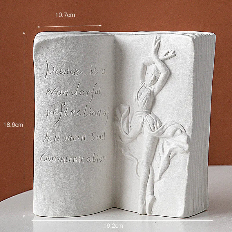 Ceramic book stand in a modern design with a glazed surface, shown in one of four character style options.