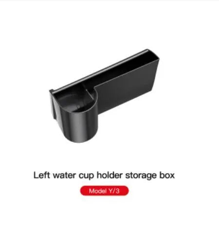 Black plastic water cup holder insert for Tesla Model 3 and Model Y left hand drive dashboard