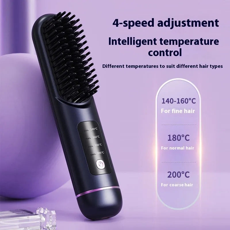 Portable charging negative ion hair comb in blue, grey or white with built-in power bank