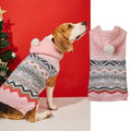 Classic diamond pattern pet sweater on small dog showing knit texture and colour options
