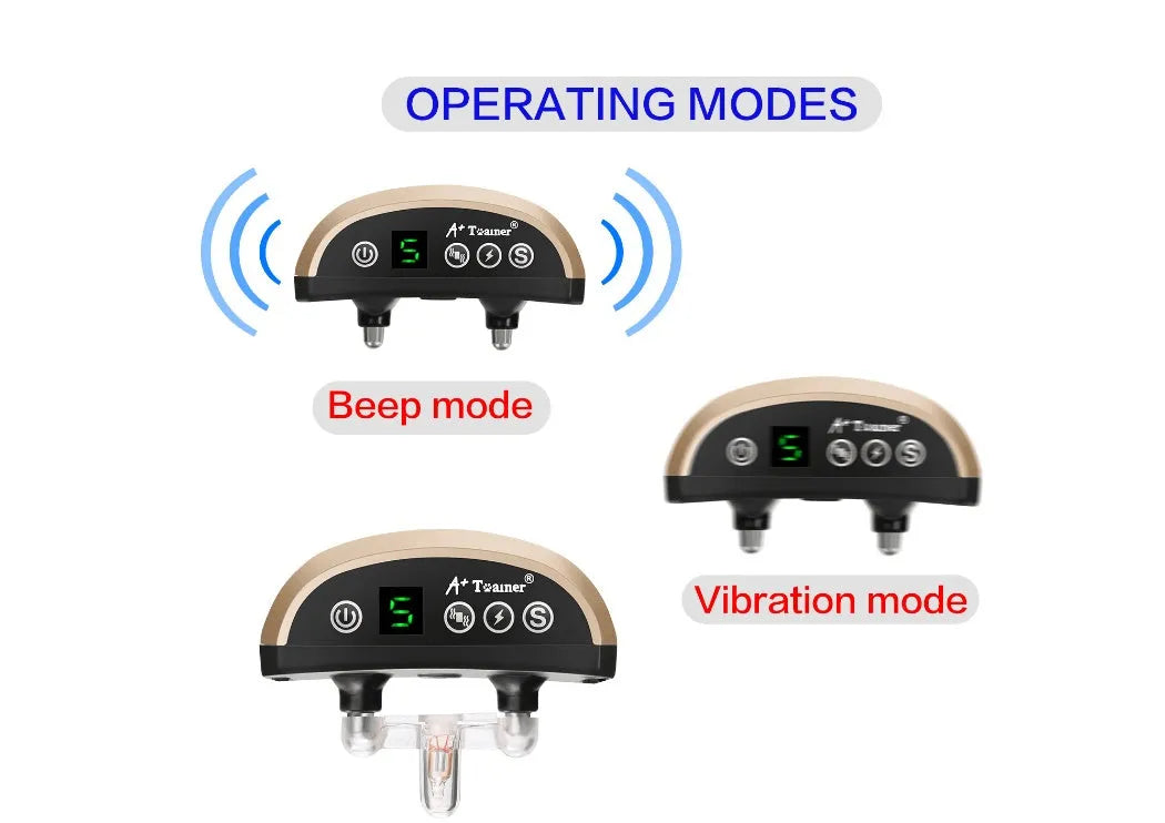 Electronic dog training bark collar with digital display and adjustable reflective nylon strap.