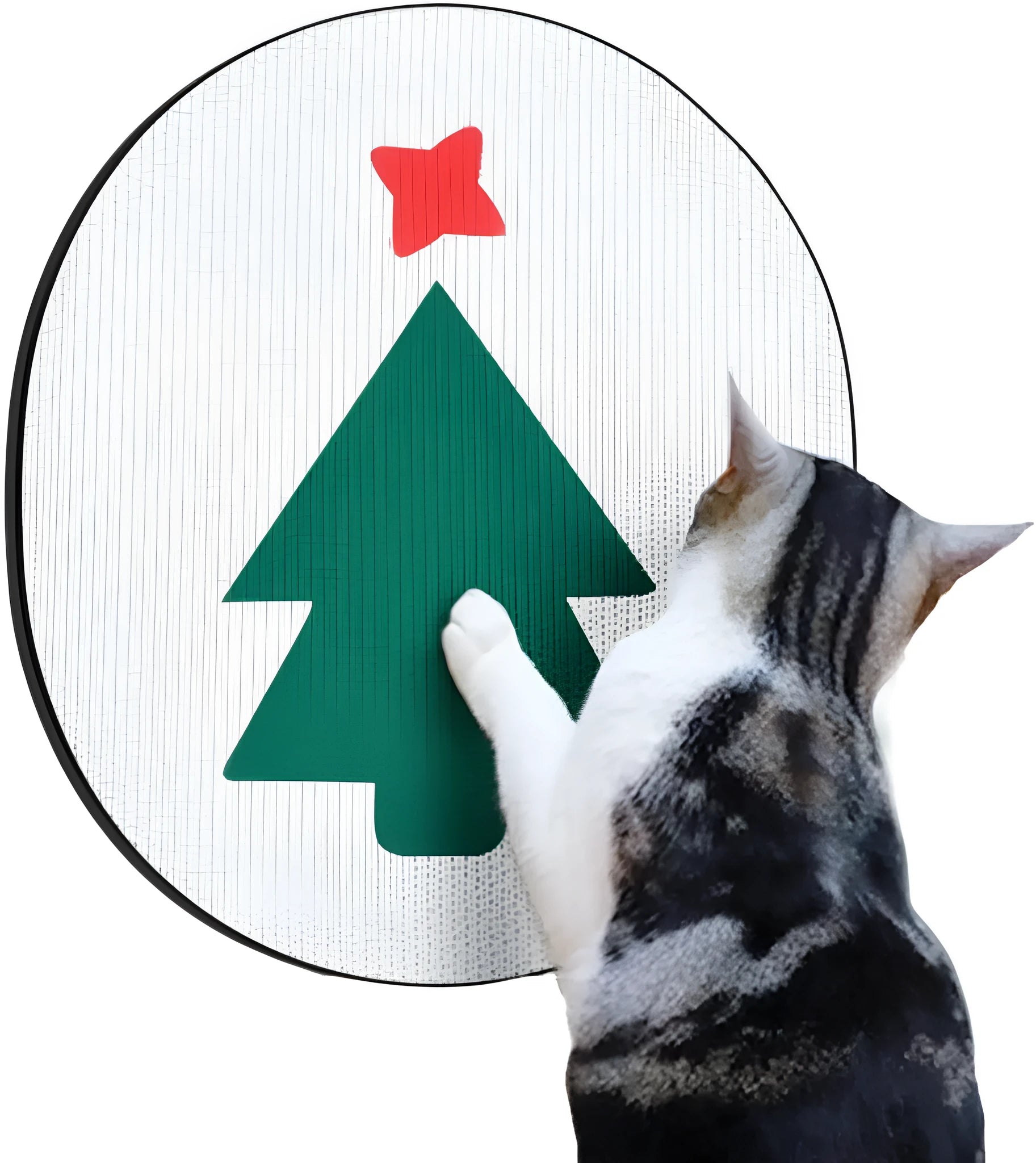 Wall-mounted cat scratching pad made of corrugated cardboard with catnip