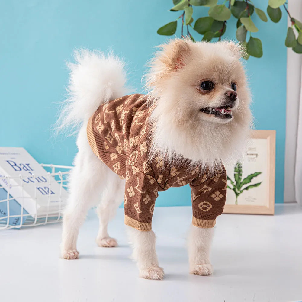 Thick wool blend dog sweater in European style for winter wear