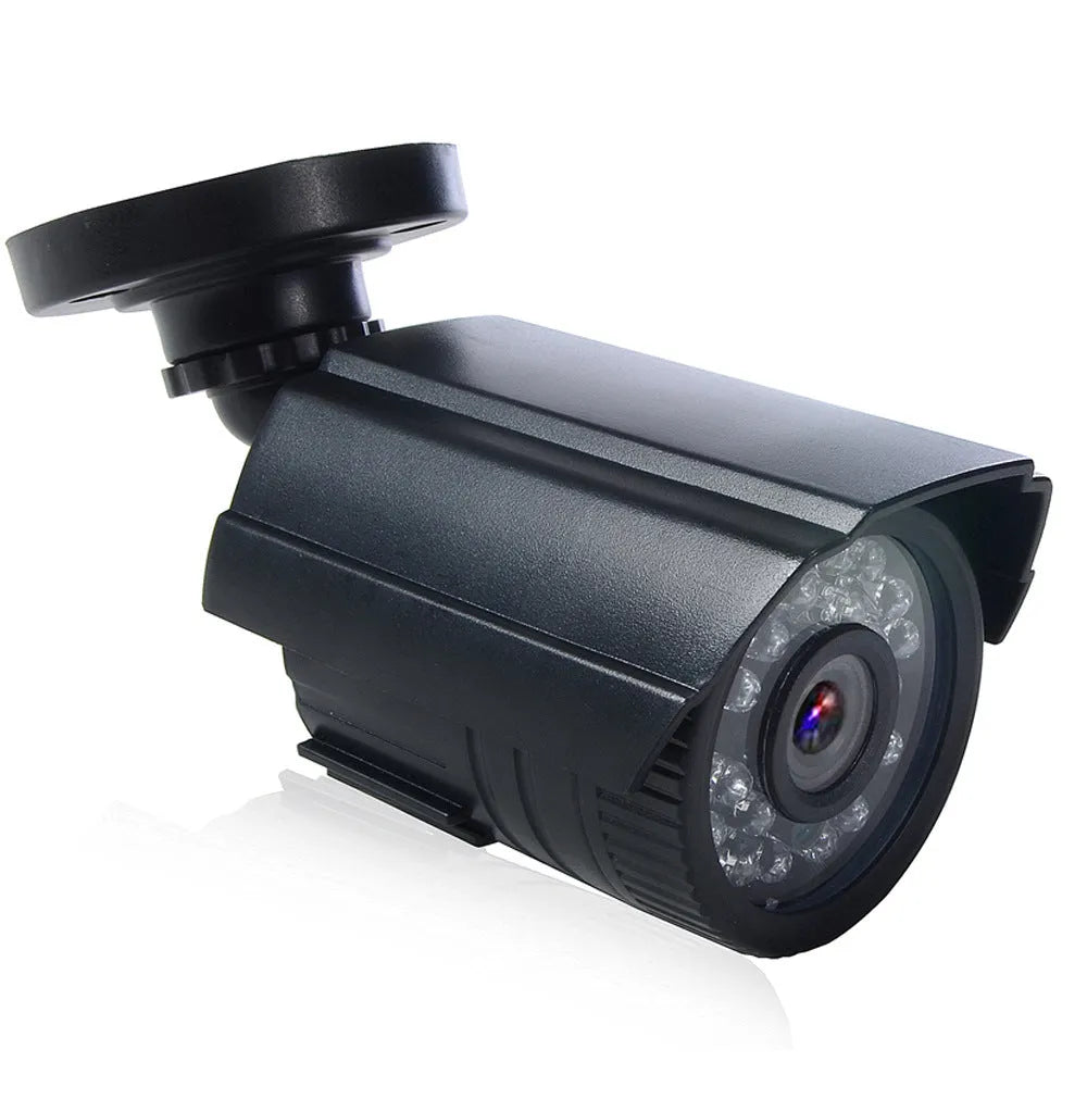 Black AHD HD waterproof surveillance camera with infrared LEDs around a fixed lens.