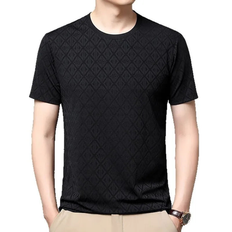 Men's round neck short sleeve T-shirt in ice silk fabric with antibacterial properties