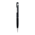 Black pen-shaped voice recorder with zinc alloy body measuring 140x17x14mm