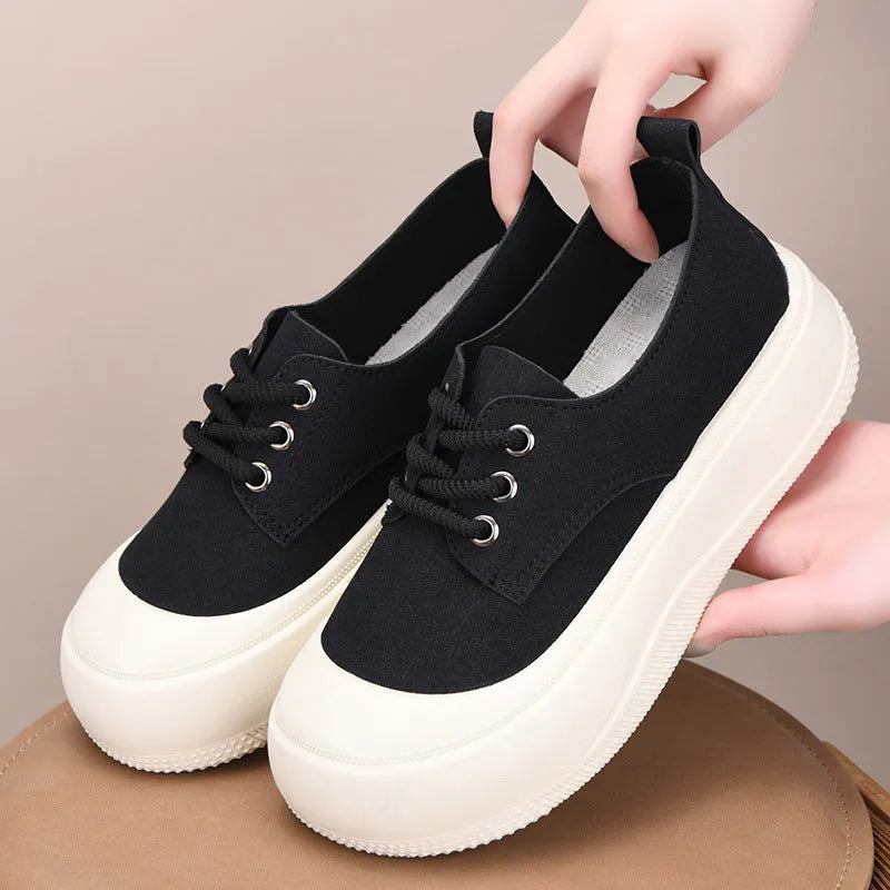 Women's camel suede platform loafers with 4cm height increase and flat rubber soles