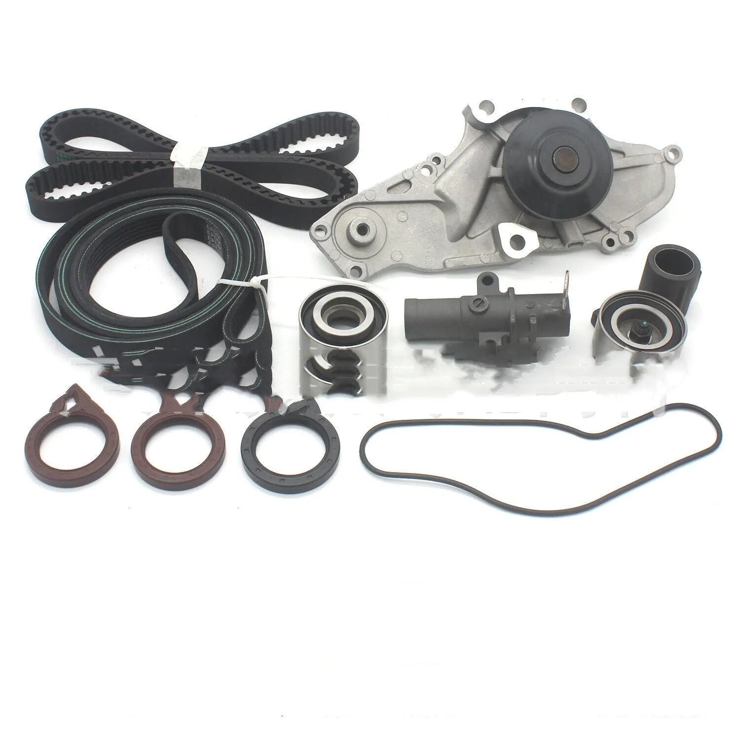 Metal belt and water pump assembly for garden tractor measuring 28x18x16cm