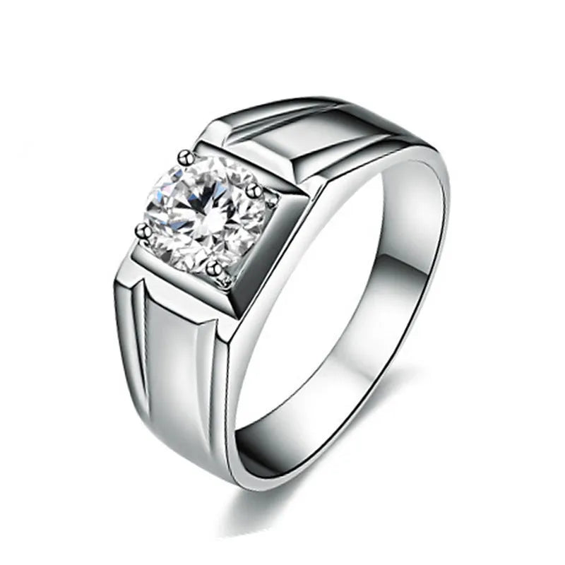 Large square diamond men's ring with adjustable copper band in gold colour