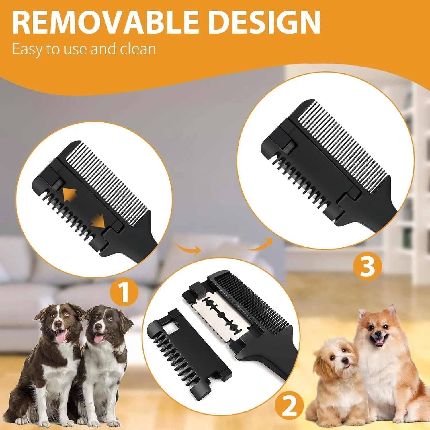 2 in 1 pet razor comb for dogs and cats with 10 replacement blades for safe hair trimming and detangling
