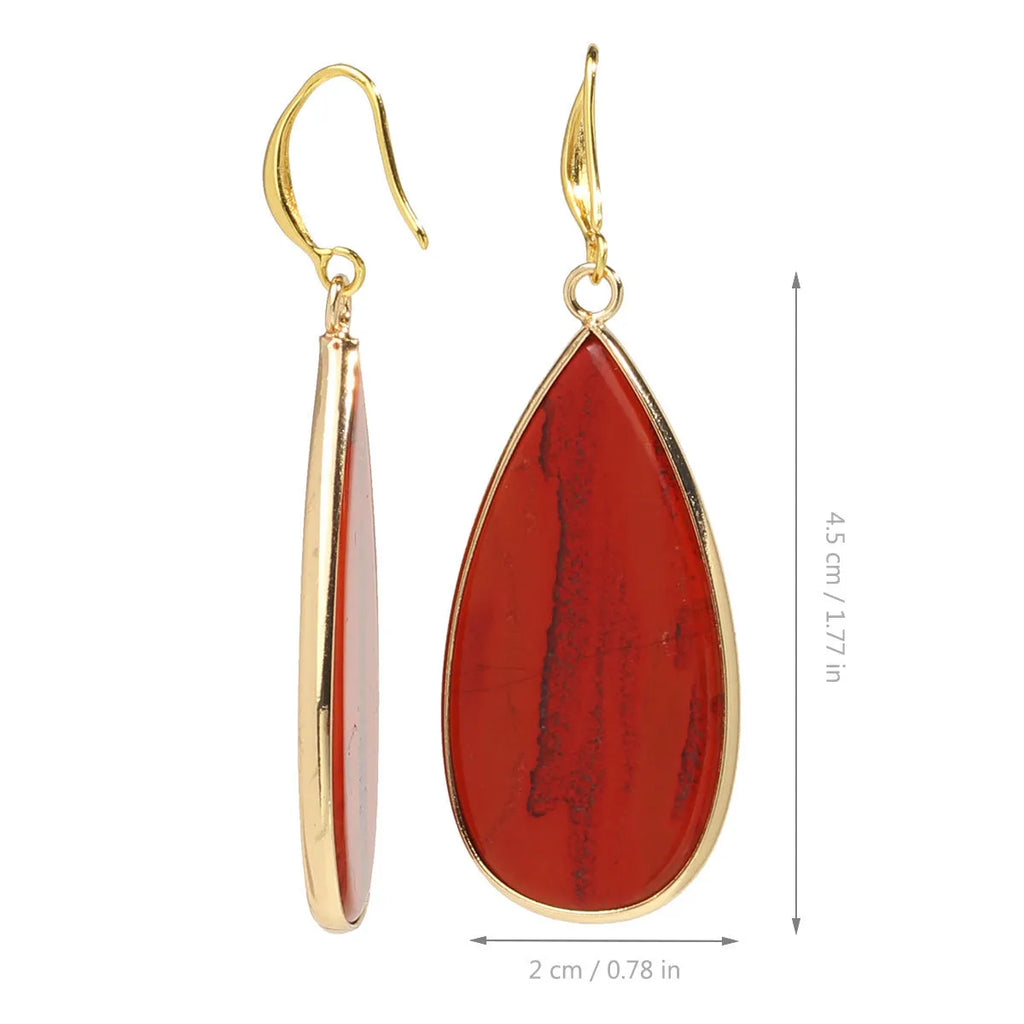 Vintage long water drop stone earrings in five natural colours including pink crystal and amethyst