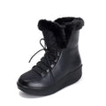 Women's black winter boots with lace-up closure and 3cm platform sole