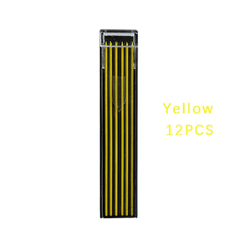 Box containing 12 rainbow-coloured mechanical pencil refill leads for drawing and painting.