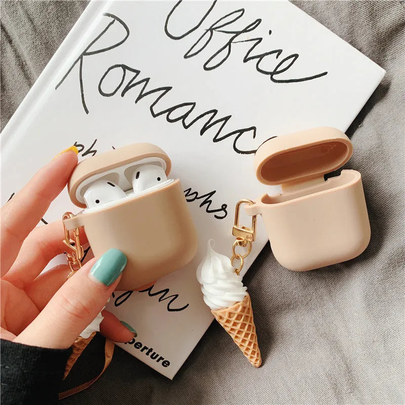 Cylinder ice cream pattern silicone case for Apple AirPods 2 wireless headphones