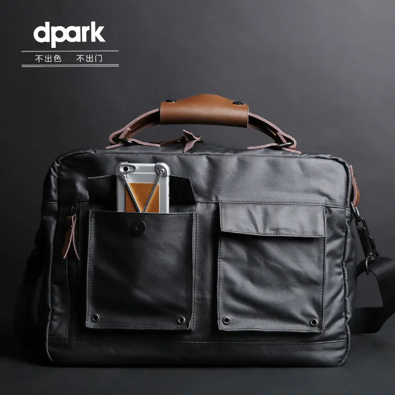 Dpark black single shoulder laptop bag for 14-inch or 15-inch business laptops