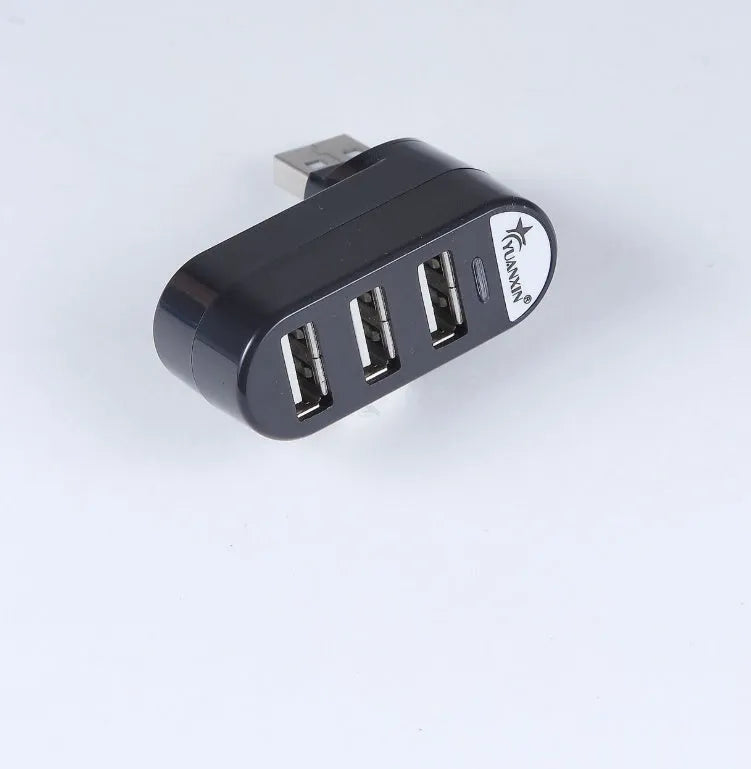 Black and white USB 2.0 hub splitter with multiple ports for computer laptop expansion