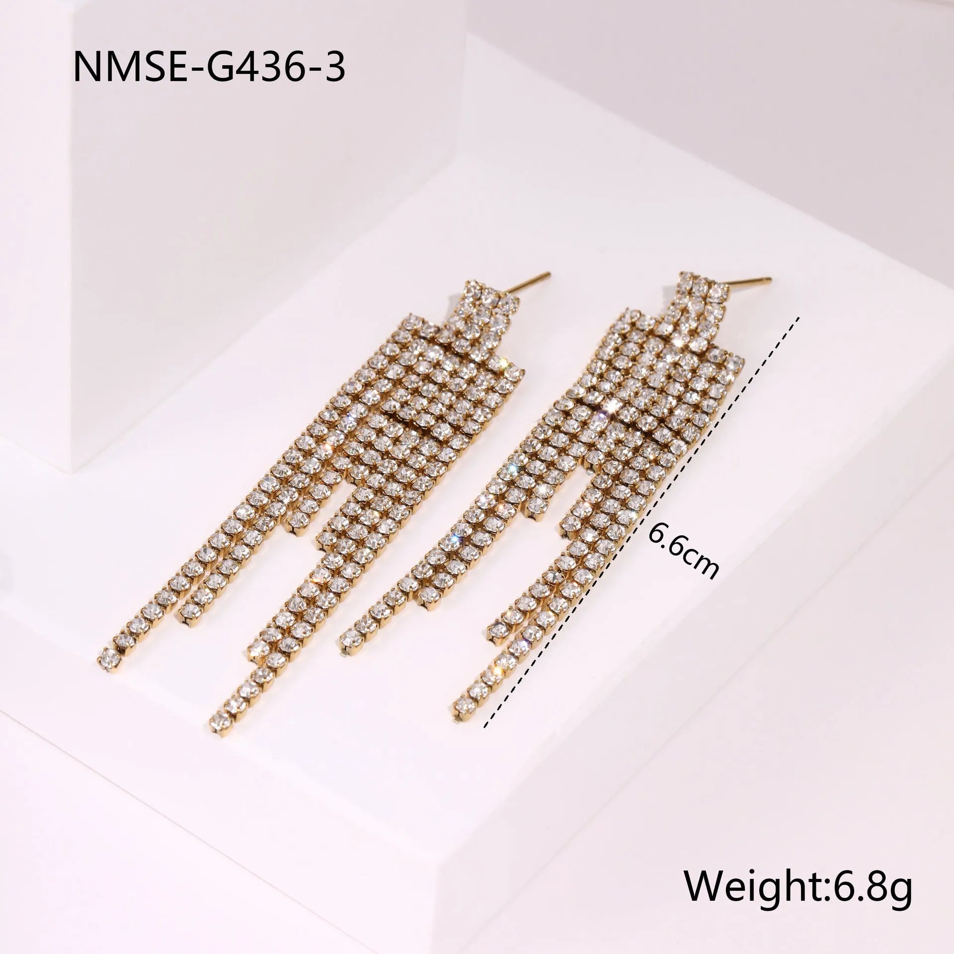Diamond tassel love stainless steel earrings with 18K gold electroplating and geometric heart star designs