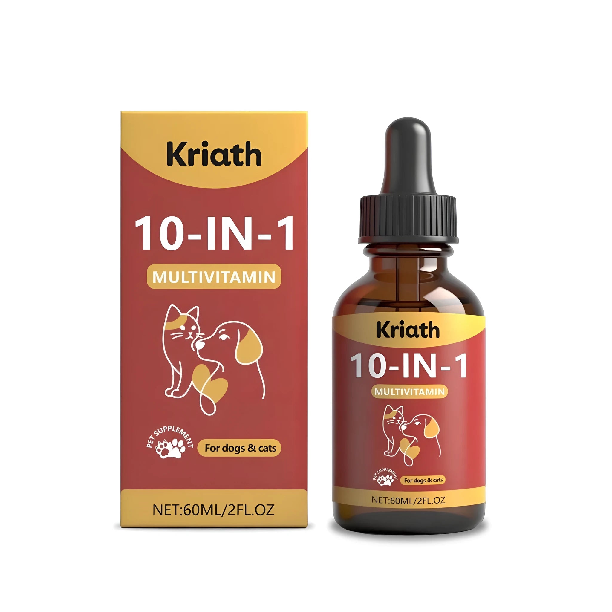 60ml bottle of pet multivitamin oral liquid supplement with glucosamine and MSM for dogs and cats.