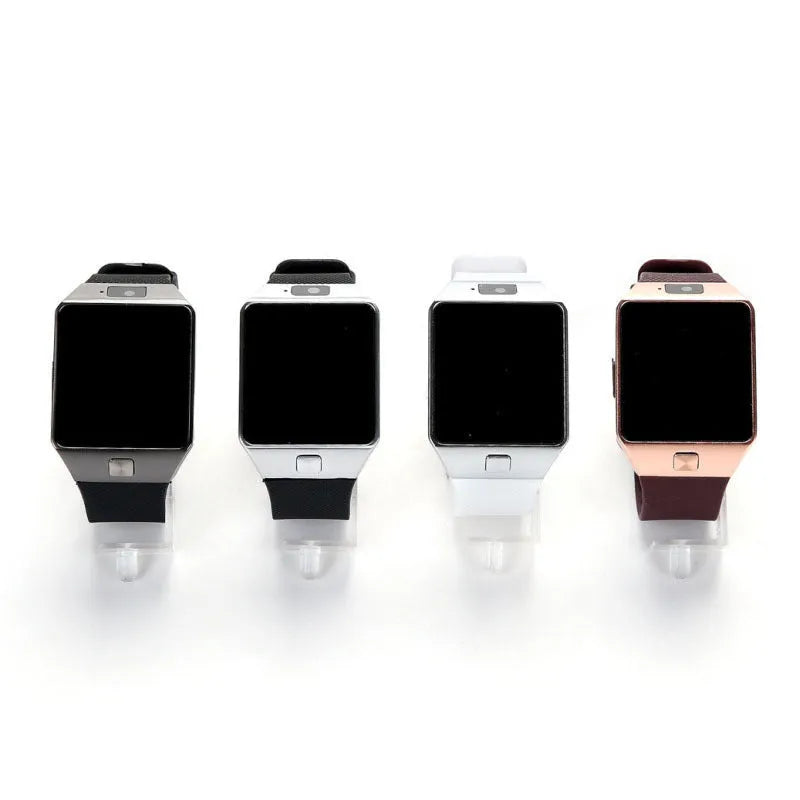 Smart watch with Bluetooth call on wrist, showing 1.44-inch touch screen in black, gold, silver grey, or white colour.