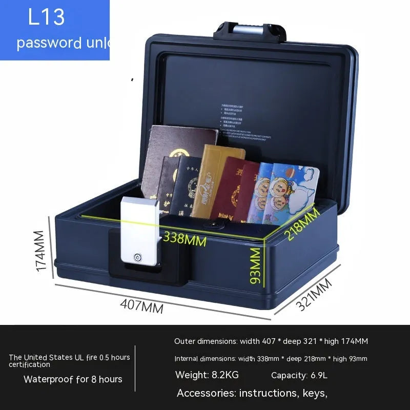 Portable small password safe mechanical lock steel security box L12 model for cash and documents
