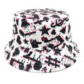 Musical note pattern printed bucket hat with dome crown in polyester fabric