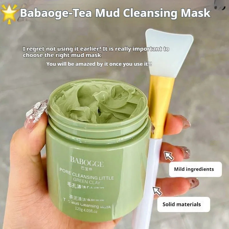 120g clay facial cleansing mask in container with daub-type application for non-pulling use