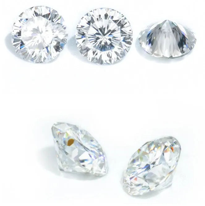 Round moissanite stone with eight hearts eight arrows cut on black background