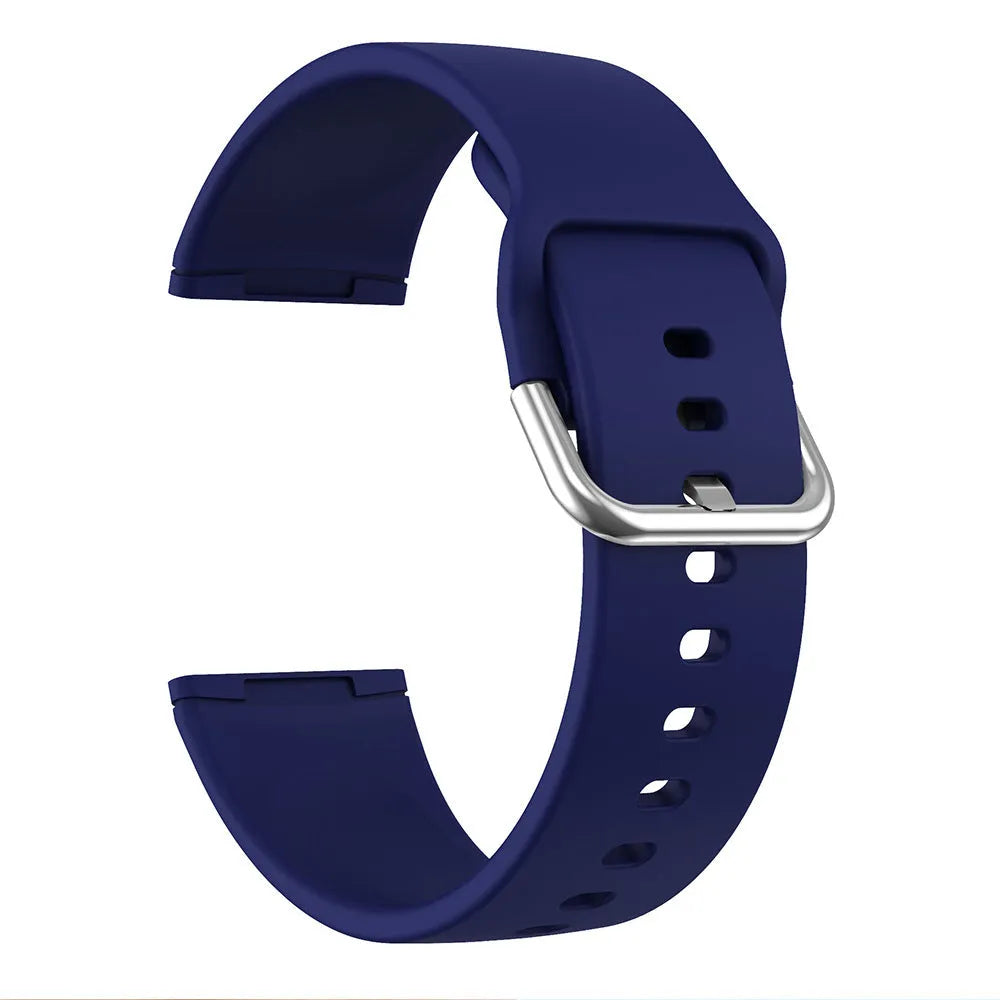 Solid colour silicone strap with silver buckle for Fitbit Versa 3 and Sense 2 smartwatches