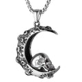 Men's silver skull pendant necklace on stainless steel chain with six design options
