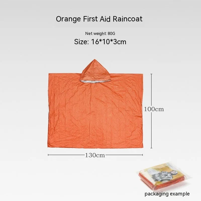 Orange portable disaster relief tent kit with sleeping bag and emergency blanket for outdoor emergencies