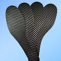 3K carbon fibre running insoles showing full palm design, available in black with three thickness options
