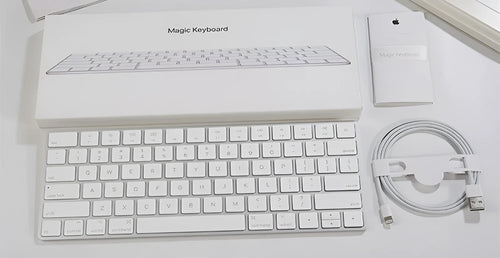 Apple G6 Bluetooth wireless keyboard in white colour with ultra-thin metal construction and multimedia function keys
