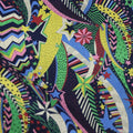 Blue digital printed cotton fabric with floral design measuring 145cm wide