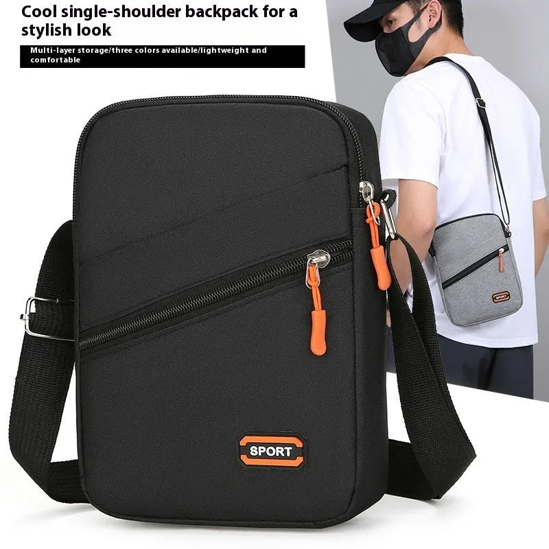 Oxford cloth ultra-light crossbody commuter bag in silver grey, black, or navy blue.