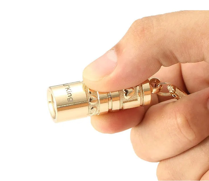 Waterproof mini LED keychain flashlight with gold electroplated zinc alloy body