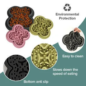 Silicone pet licking mat with textured surface for slow feeding cats and dogs