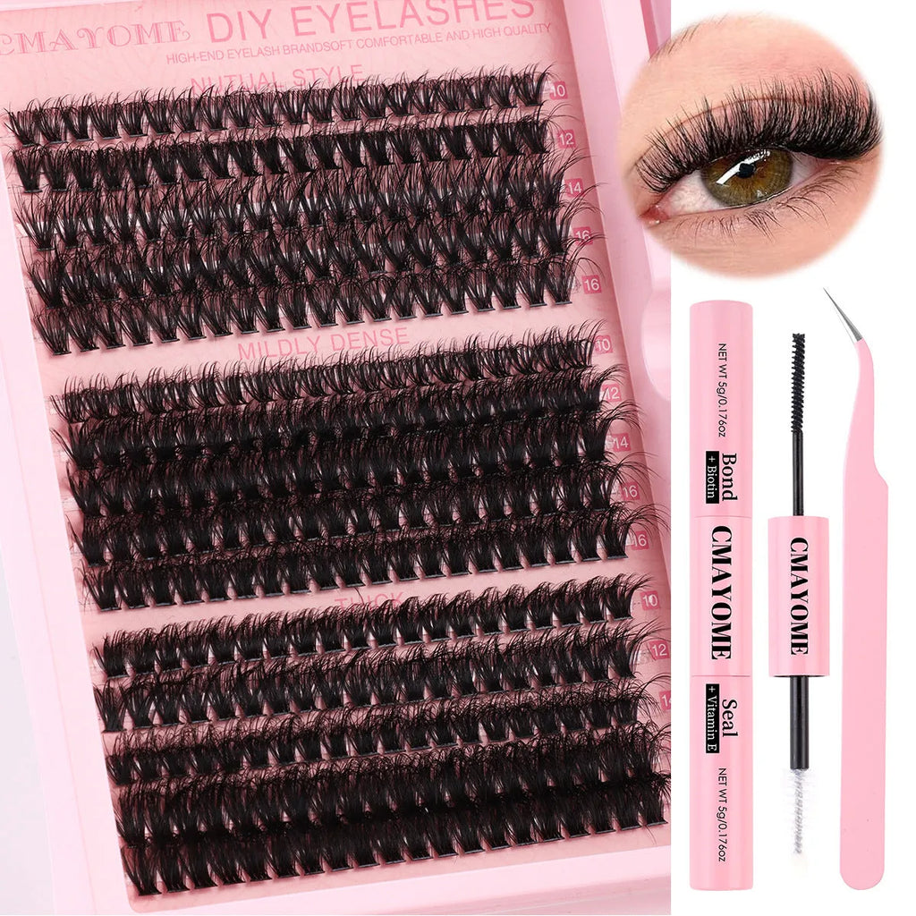 DIY false eyelashes extension kit with eyelash tweezers and chemical fibre false lashes