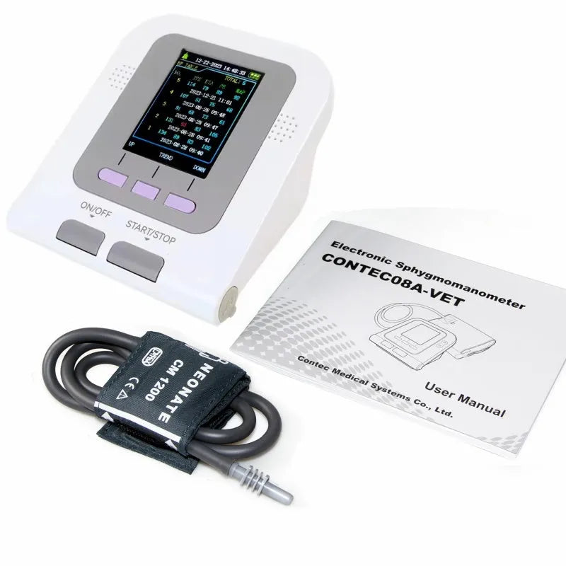 CONTEC08A-VET veterinary digital blood pressure monitor with colour screen and cuff.