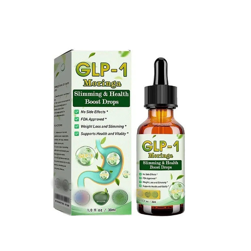 30ml bottle of liquid body energy supplement on a plain background.