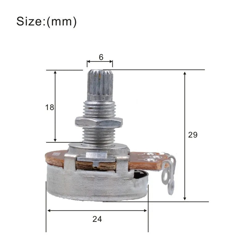 Metal electric guitar potentiometer knob with resistance value markings
