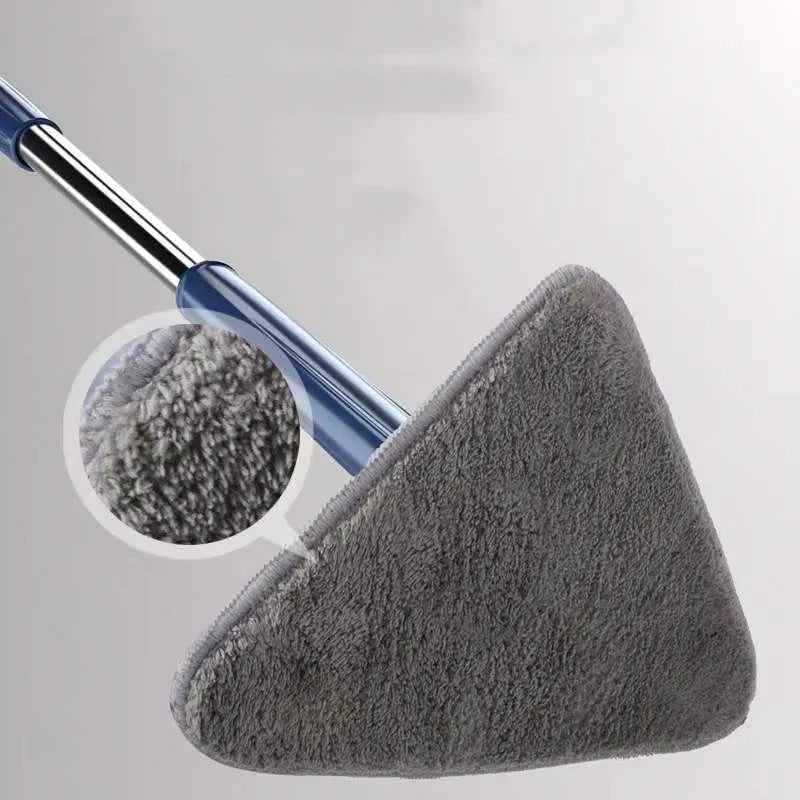 Extendable triangle cleaning mop with 360-degree rotating head and stainless steel pole