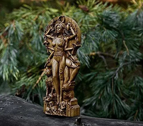 Small resin statue of a Greek goddess for altar or garden, in one of three colour choices.
