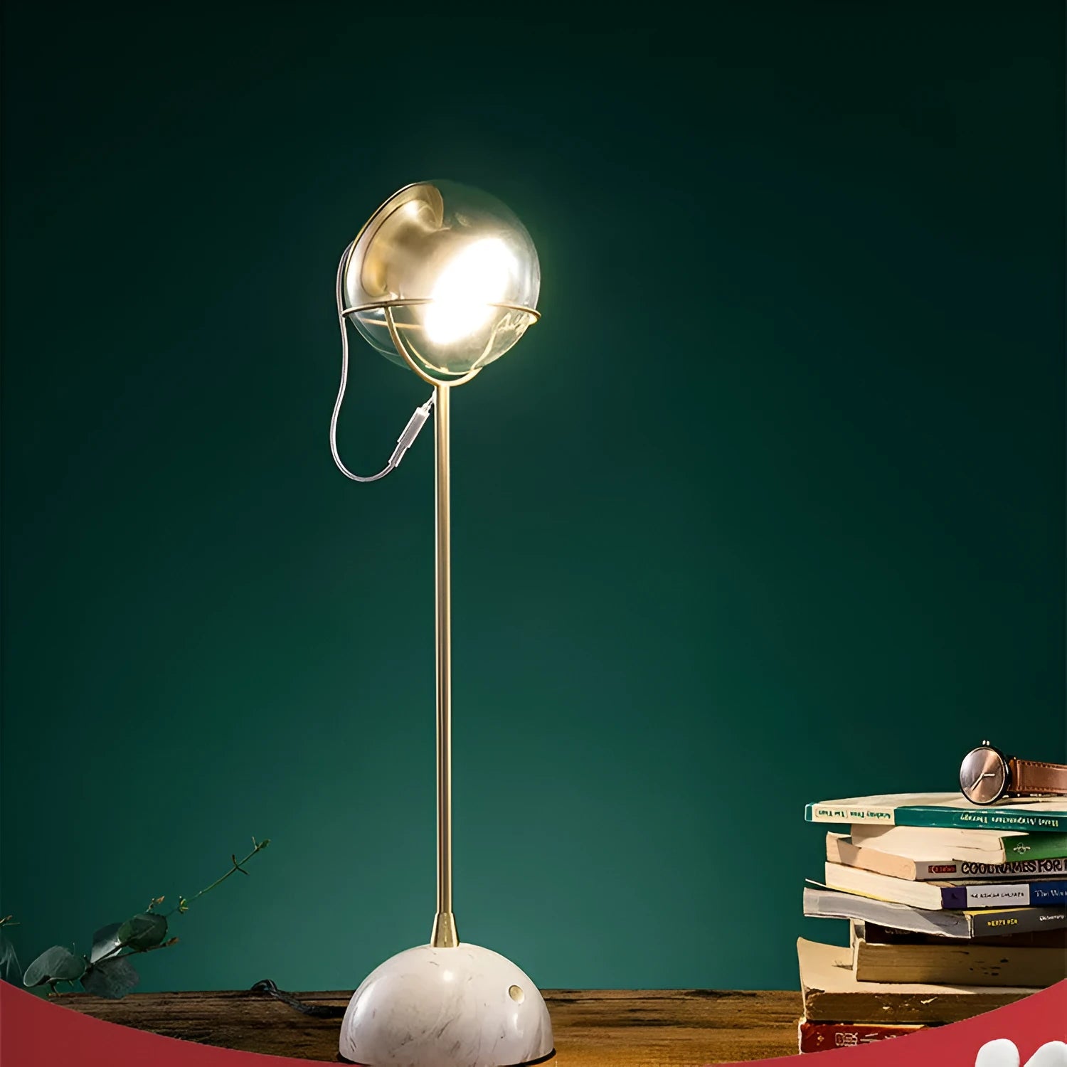 LED desk lamp with glass lampshade and touch switch dimming control
