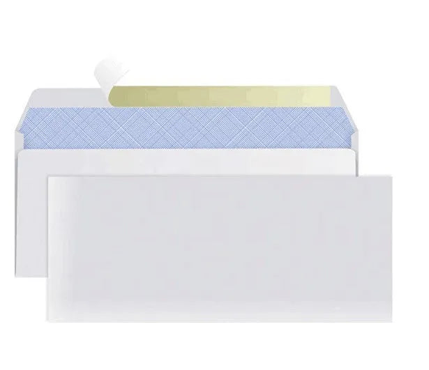 Blue confidential envelope with anti-opening adhesive packaging measuring 105x240mm