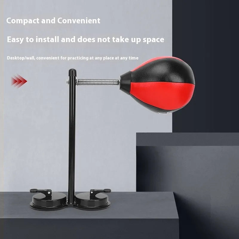 Pear-shaped boxing speed ball with double suction cups and PU construction for home training