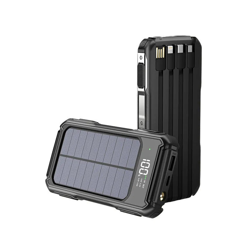 Military grade power bank in black, green, or orange colours showing compact design