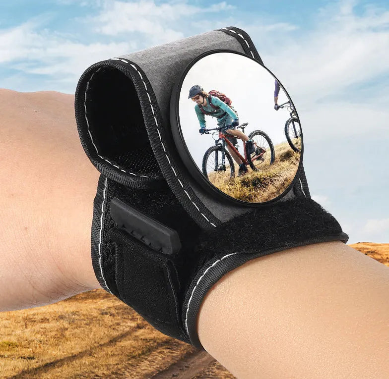 Black nylon cycling wrist rear-view mirror for bicycle safety