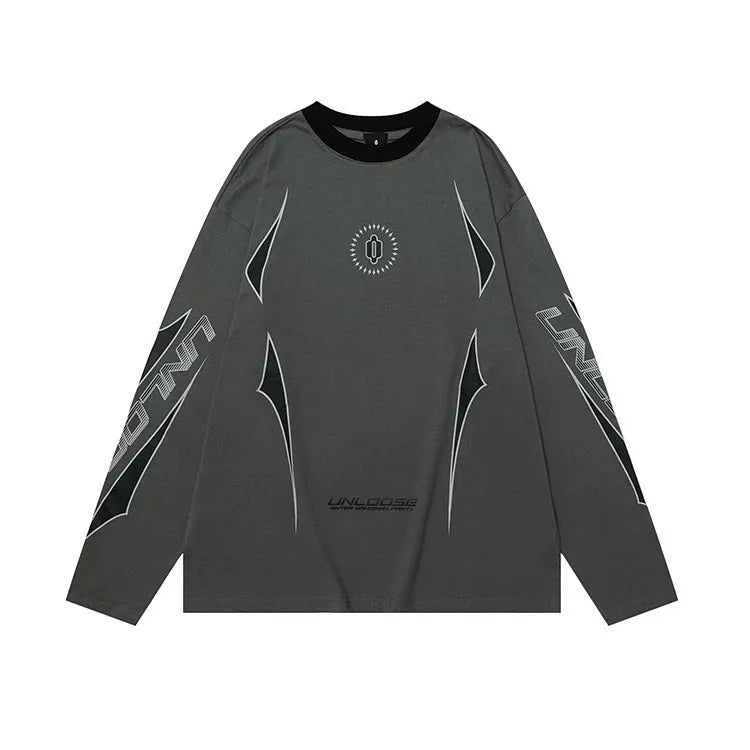 Men's grey cotton drop shoulder sweatshirt with loose fit and letter pattern