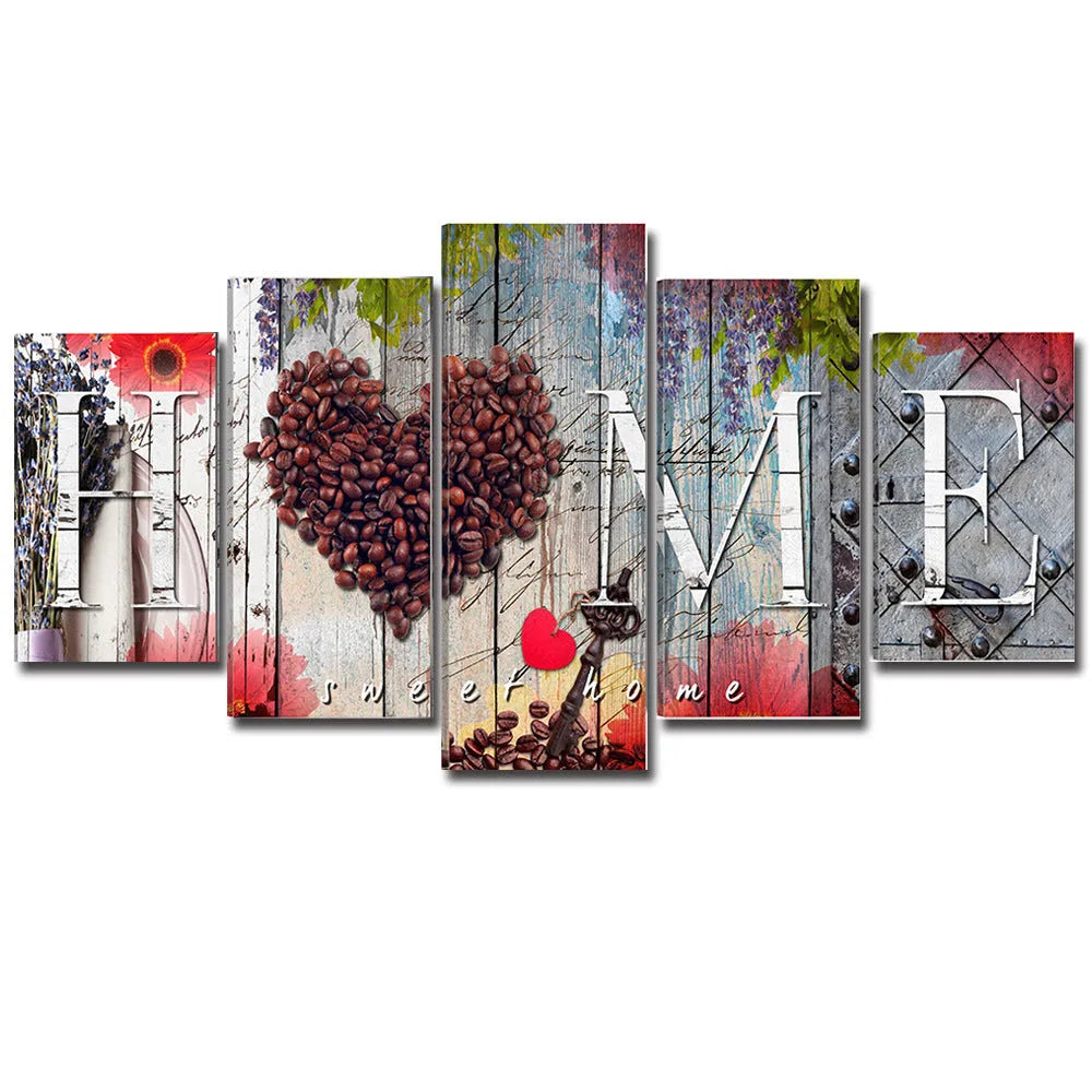 Red canvas home sweet home wall art decoration board with oil painting texture in multiple sizes